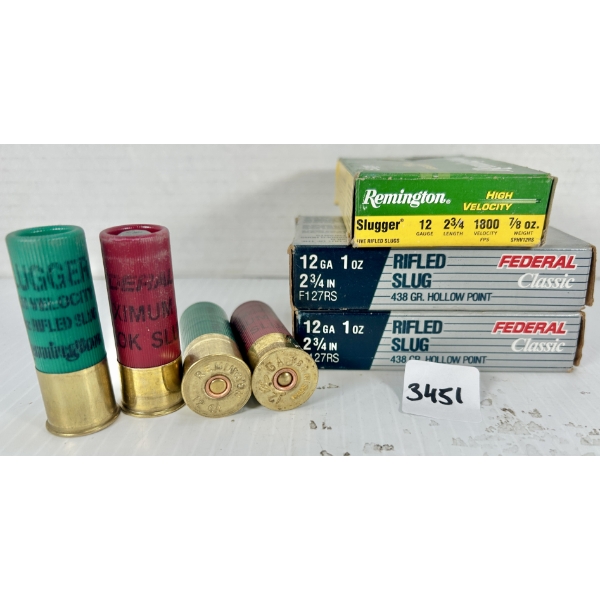 AMMO: 15X FED & REM 12 GA 2-3/4IN RIFLED SLUGS