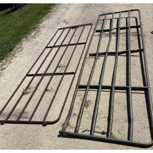 LOT OF 2 - 14FT SQUARE TUBE & 16FT ROUND TUBE GATES 