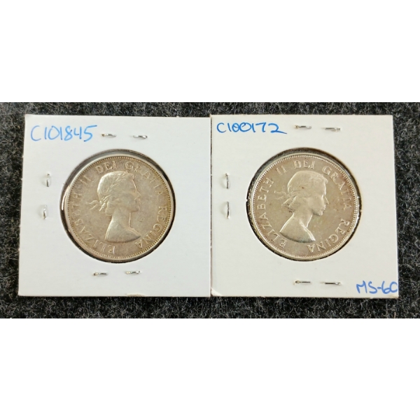 LOT OF 2 - 1953 & 1963 CDN 50 CENT COINS