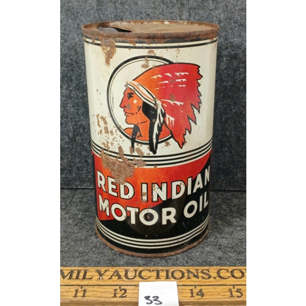 RED INDIAN MOTOR OIL CAN - QT