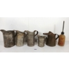 Image 1 : LOT OF 6 - OIL MEASURING CANS & WHITE ROSE BOTTLE
