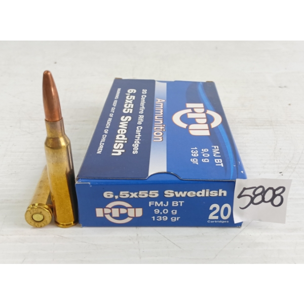 AMMO: 20X PPU 6.5X55 SWEDISH - 139GR - FMJ