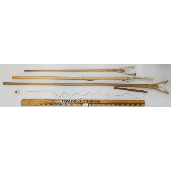 LOT OF 4 - INUIT TOOLS - KAKIVAK, SPEAR & LURE - BONE & WOOD