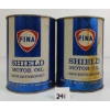 Image 1 : LOT OF 2 - FINA SHIELD NON-DETERGENT MOTOR FIBRE OIL QT CANS