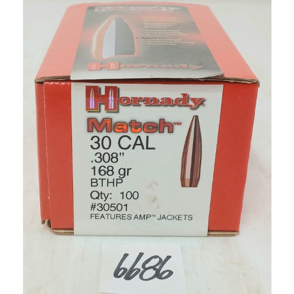 BULLETS: 100X HORNADY MATCH .30CAL - 168GR
