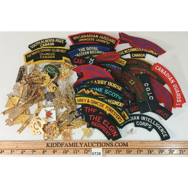 JOB LOT - CDN CAP BADGES, PINS, TITLES, ETC