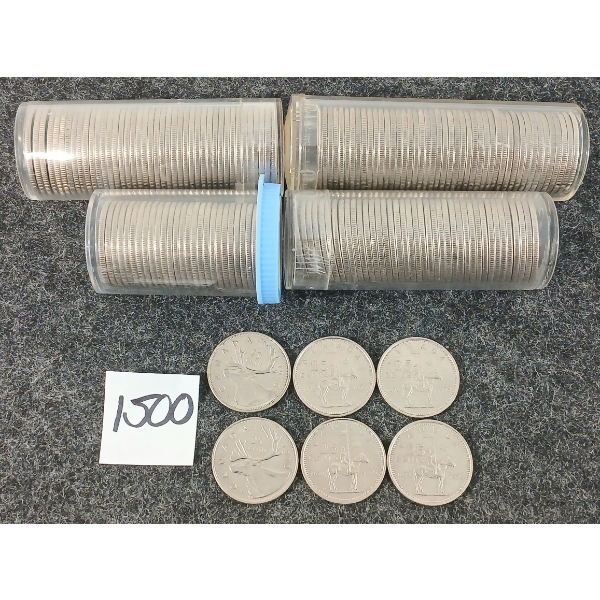 QTY OF 1970, 1973 & 1974 CDN 25 CENT COINS - ROLLED