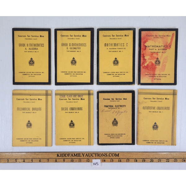 LOT OF 8 - COURSES FOR SERVICE MEN - INCL MATHEMATICS & AUTOMOTIVE ENGINEERING