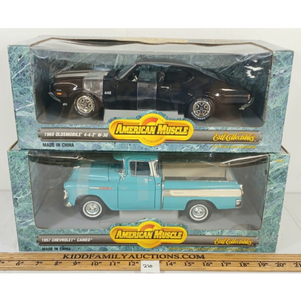 ERTL DIECAST AMERICAN MUSCLE '69 OLDSMOBILE 4-4-2 & '57 CHEVROLET CAMEO MODELS