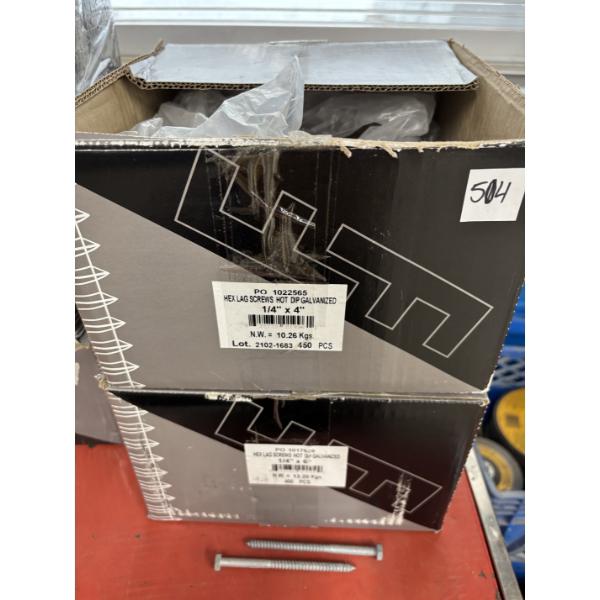 1/4 X 4 & 6 INCH HEX LAG SCREWS - 2 BOXES - 850 PCS TOTAL
