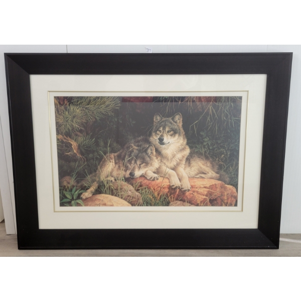 WOLVES BY LARRY FANNING(1938 - 2014) - FRAMED PRINT