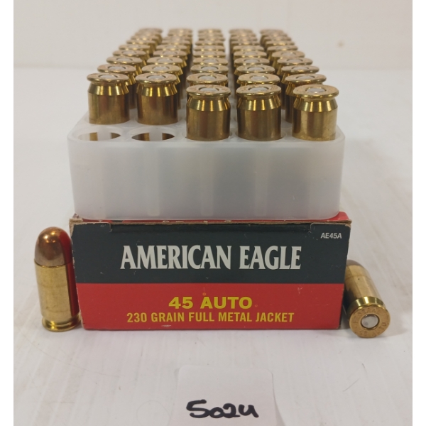 AMMO: 50X AMERICAN EAGLE .45 AUTO - 230GR - FMJ