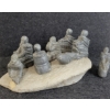 Image 4 : INUIT FAMILY & SEALS ON BASE BY UNKNOWN ARTIST - STONE & BONE