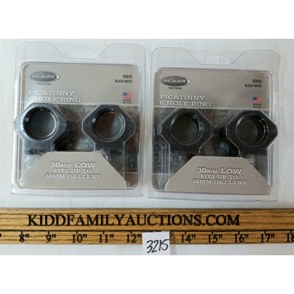 LOT OF 2 - WEAVER PICATINNY 6 HOLE SCOPE RINGS