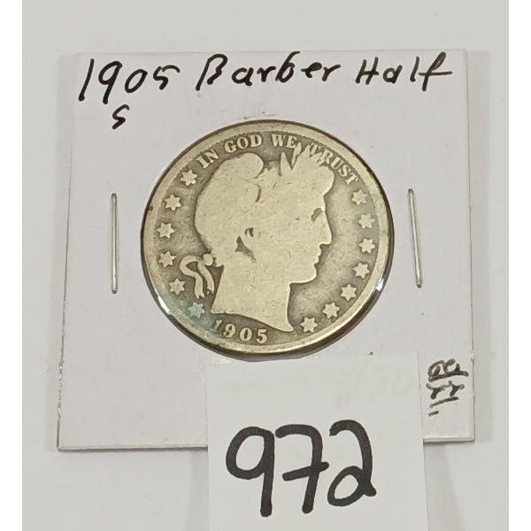 1905 U.S. SILVER BARBER HALF DOLLAR