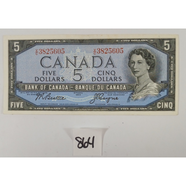 1954 CDN $5 BANKNOTE