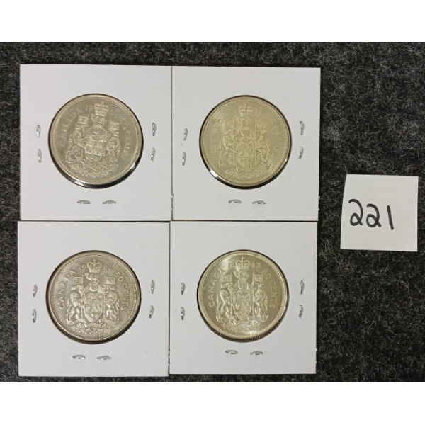 LOT OF 4 - 1960-1993 CDN SILVER 50 CENT PCS