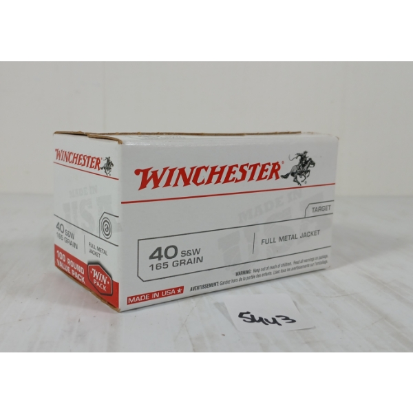AMMO: 100X WINCHESTER .40 S&W - 165GR - FMJ - SEALED