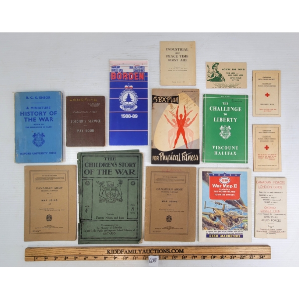 JOB LOT - WWII TRAINING BOOKLETS, MAPS, PAY BOOK, PUBLICATIONS, ETC