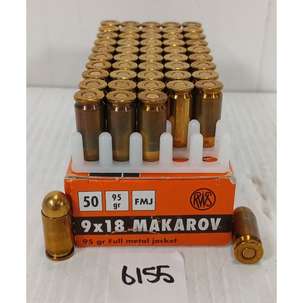 AMMO: 50X RWS 9X18 MAKAROV - 95GR - FMJ