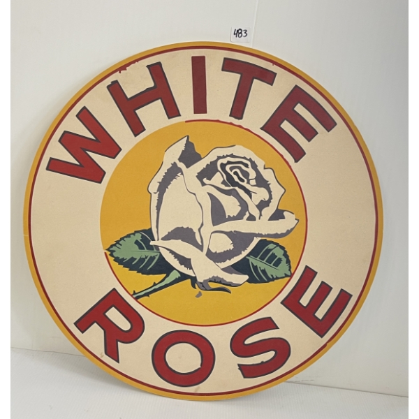 WHITE ROSE WOOD PAINTED SIGN