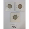 Image 2 : LOT OF 3 - 1931, 1933 & 1934 CDN 25 CENT SILVER COINS