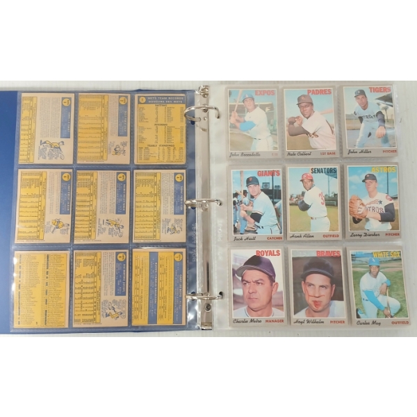 BINDER OF 1970 TOPPS BASEBALL CARDS - PHILLIES, PILOTS, TIGERS, ETC