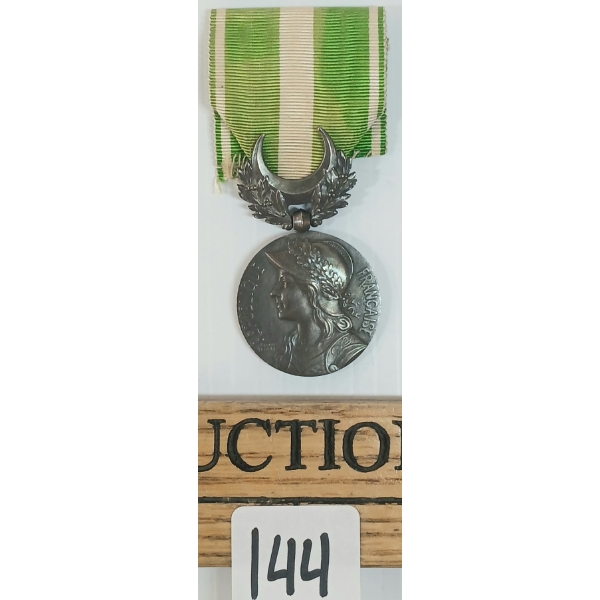 1909-1927 REPUBLIC OF FRANCE SILVER MEDAL FOR PEACE IN MORROCO