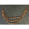 Image 3 : AMBER TONED GLASS BEAD 3 STRAND NECKLACE