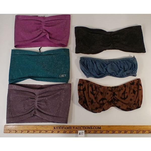LOT OF 6 - WOMEN'S OBEY BANDEAU TOPS - FT CLEOPATRA, ANCHOR IKAT & DENIM STYLES