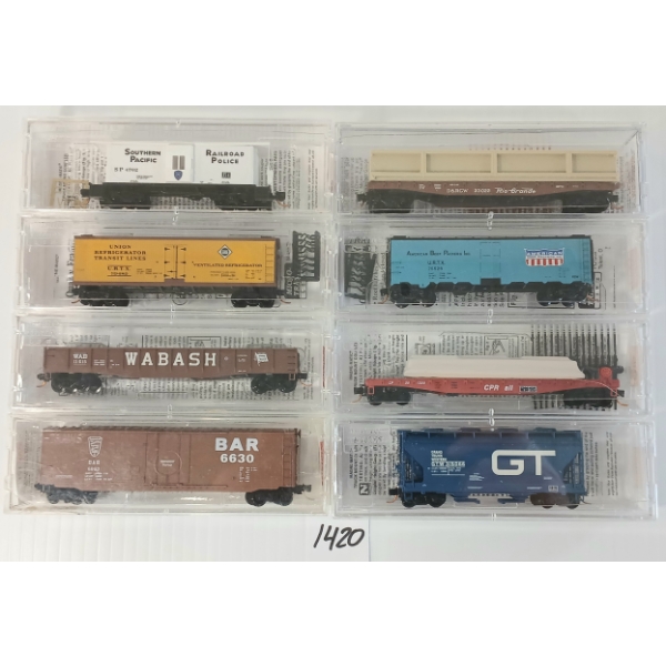 LOT OF 8 - MICRO TRAINS - BANGOR & AROOSTOOK, URTX, ERIE, WABASH, ETC