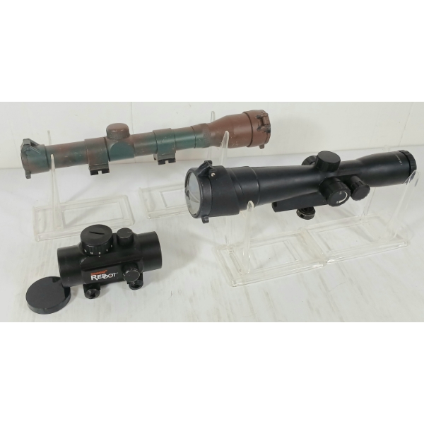 LOT OF 3 - TASCO RED DOT, ACCUSHOT & UNKNOWN SCOPES