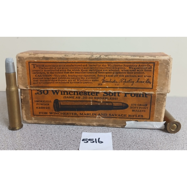 AMMO: 20X WINCHESTER .30 WIN - 170GR - SP - COLLECTIBLE BOX 