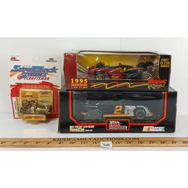 LOT OF 3 - DIECAST RACING CHAMPIONS STOCKCAR, SNAP-ON '95 INDY CAR & TRUCK
