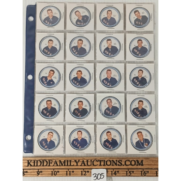 LOT OF 20 - 1961-1962 SHIRRIFF VINTAGE NHL NEW YORK RANGERS HOCKEY COINS