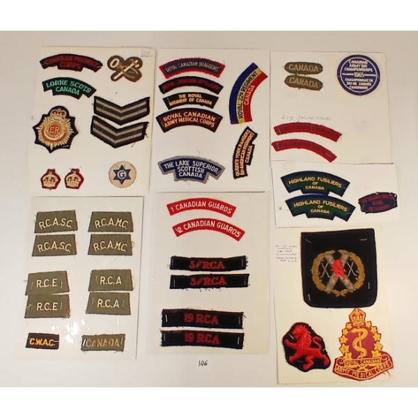 JOB LOT - WWI & WWII CDN & BRITISH PATCHES & BADGES - INCL CARRAIGE SMITH PATCH