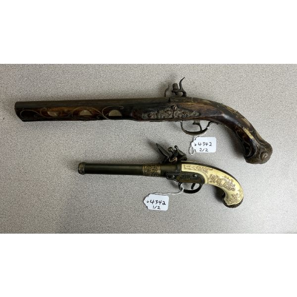 LOT OF 2 - REPLICA FLINTLOCK PISTOLS - NO PAL REQD