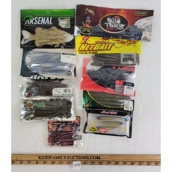LOT OF 10 - SOFT BAIT PACKS - INCL NET BAIT, ARSENAL, ETC