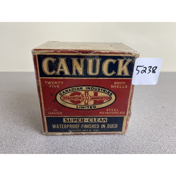 COLLECTABLE AMMO: 25X CANUCK 20 GA -7/8 OZ NO6 SHOT