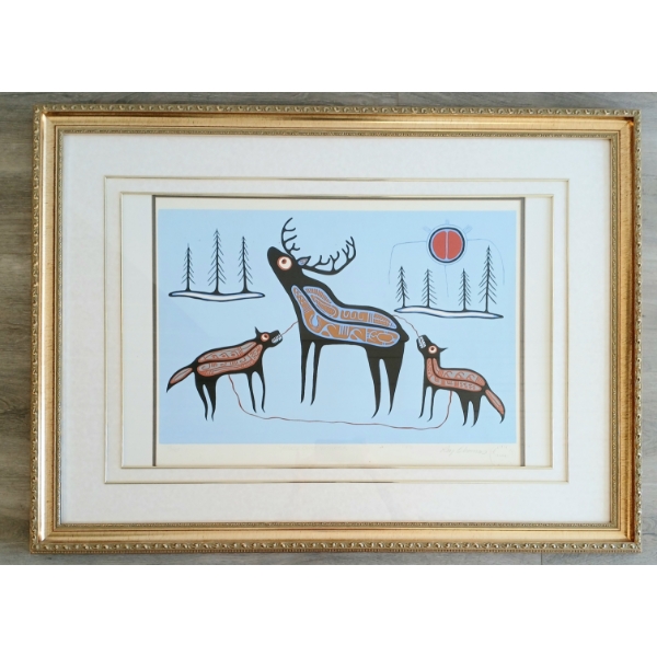 "MOOSE & WOLVES" BY ROY THOMAS (1949-2004) - FRAMED PRINT