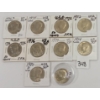 LOT OF 10 - U.S. KENNEDY 50 CENT PCS - INCL 1971, 1972, 1974 & 1976
