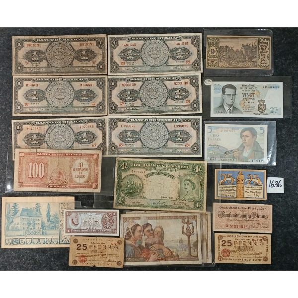 LOT OF 20 - WORLD BANKNOTES - INCL EMERGENCY BANKNOTES, FRANCE, BAHAMAS, ETC
