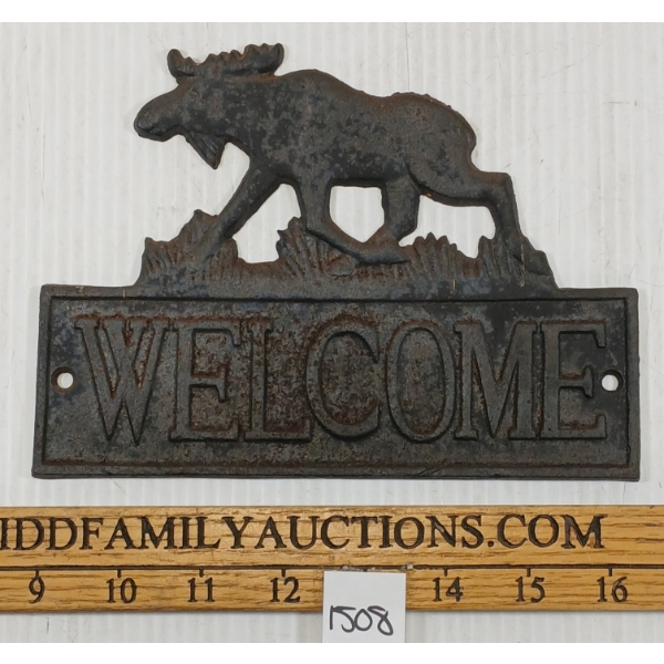 CAST MOOSE WELCOME SIGN
