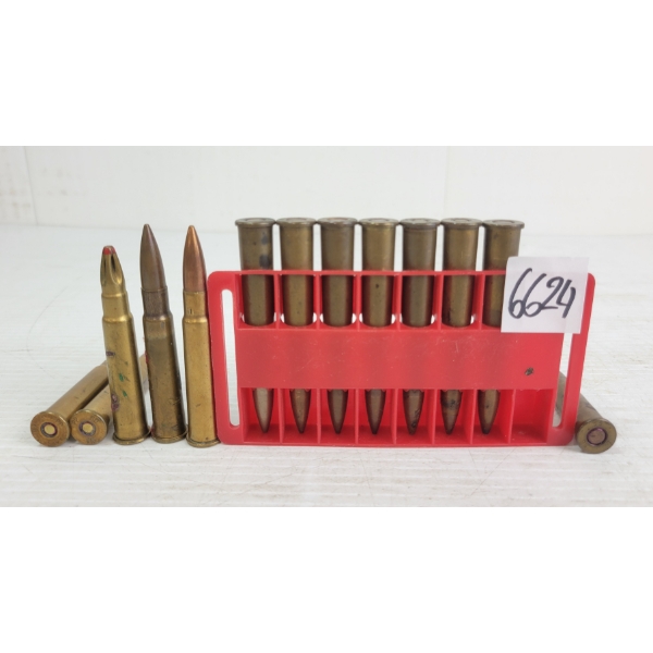 AMMO / BRASS: 13X MILITARY ISSUED .303BRIT - INCL 1X BLANK - 2X DRILLED