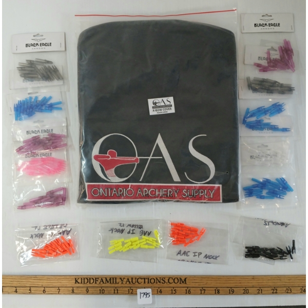 LOT OF 15 - OAS X-BOW COVER & QTY OF ARROW NOCKS