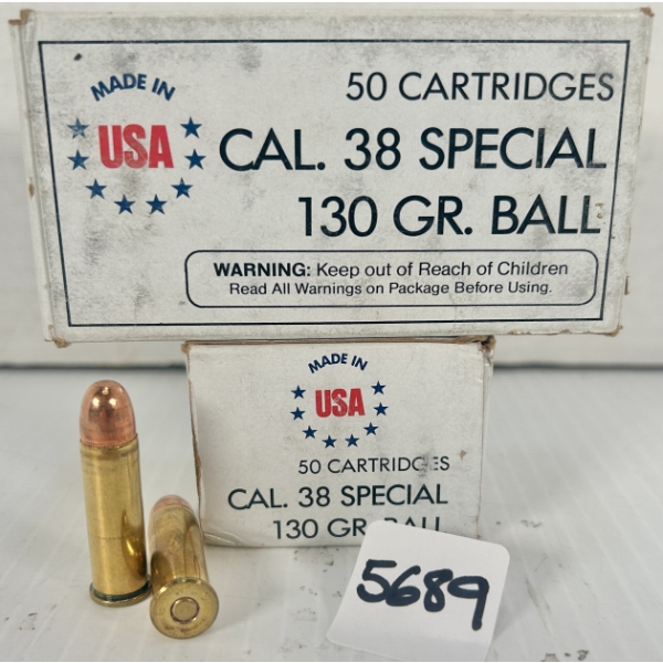 AMMO: 100X WINCHESTER .38 SPL - 130 GR FMJ