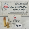 Image 1 : AMMO: 100X WINCHESTER .38 SPL - 130 GR FMJ