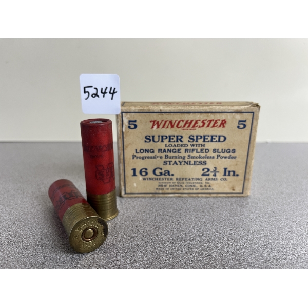 COLLECTABLE AMMO: 5X WINCHESTER SUPER SPEED 16 GA 2-3/4IN -7/8 OZ RIFLED SLUG 