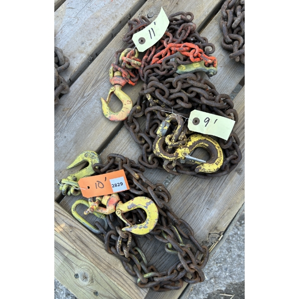 LOT OF 3 - 9 / 10 / 11 FOOT TOW CHAINS