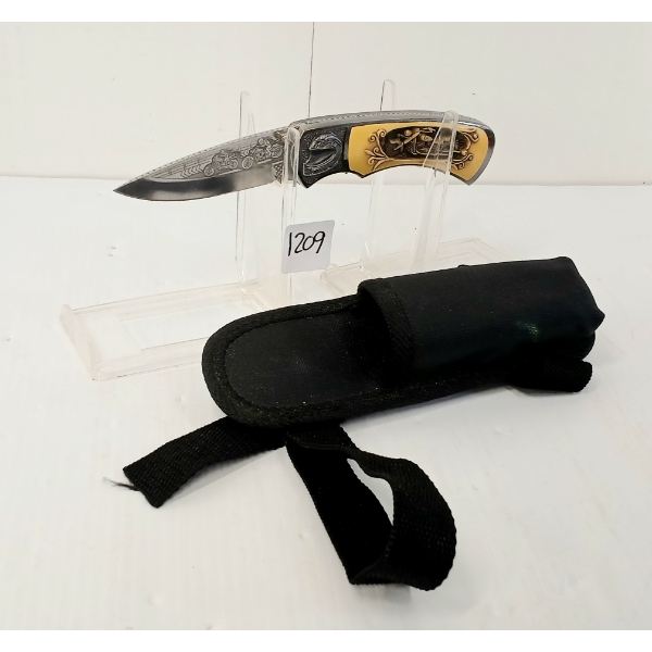 MOTORCYCLIST CUSTOM FOLDING KNIFE W/ SHEATH